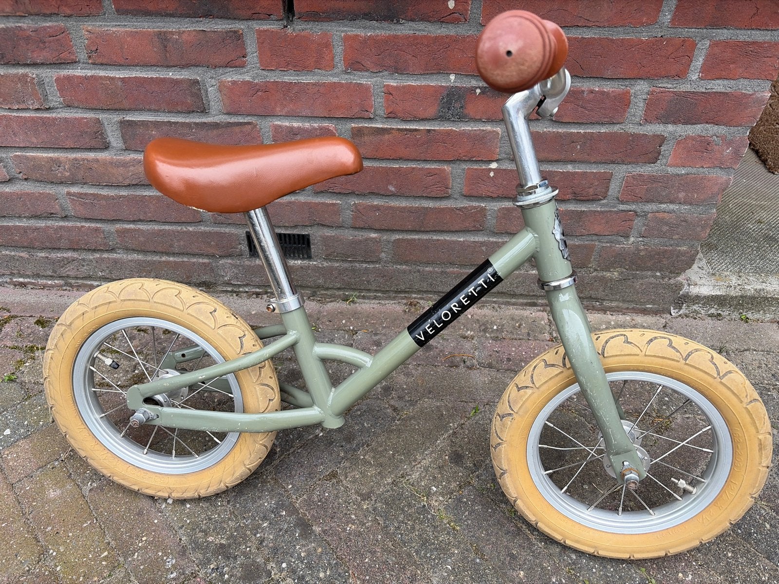 Veloretti Loopfiets - Groen met Bruin Zadel, Ophalen, Gebruikt, Loopfiets