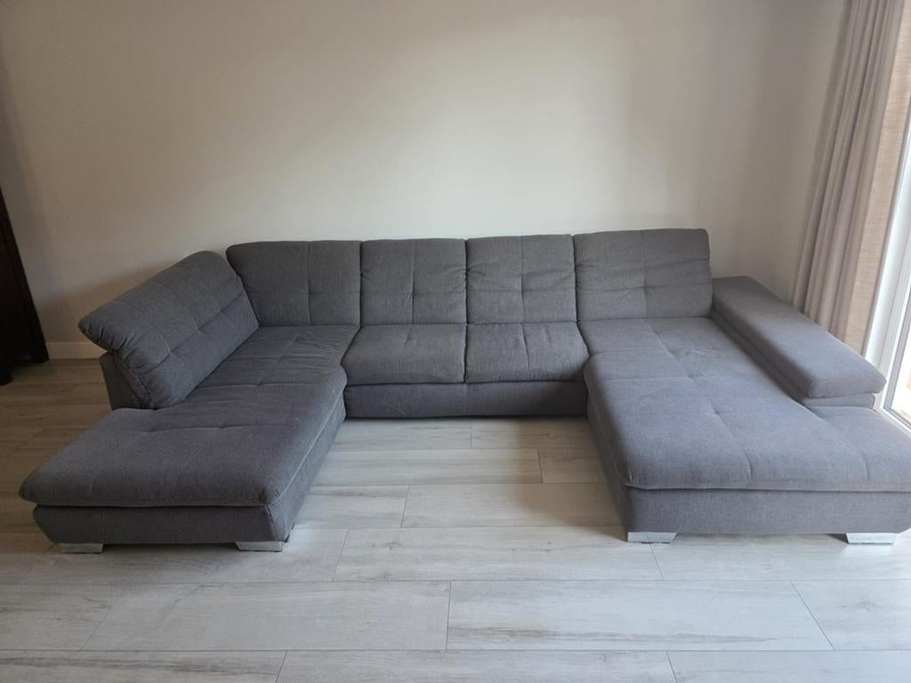 Mooie grijze U bank, Ophalen, Gebruikt, Hoekbank, 300 cm of meer