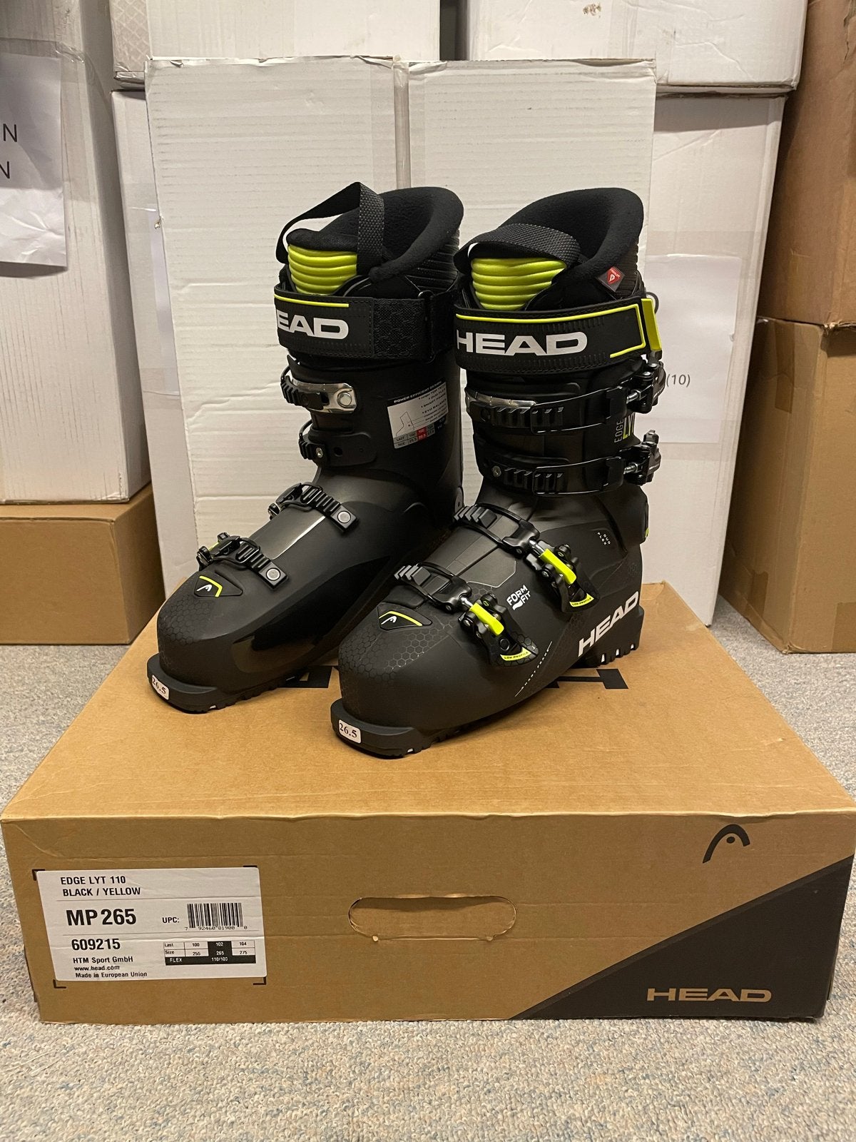 Head Edge LYT 110 skischoenen - Zwart/Geel, Sport en Fitness, Skiën en Langlaufen, 160 tot 180 cm, Schoenen, Nieuw, Ophalen of Verzenden