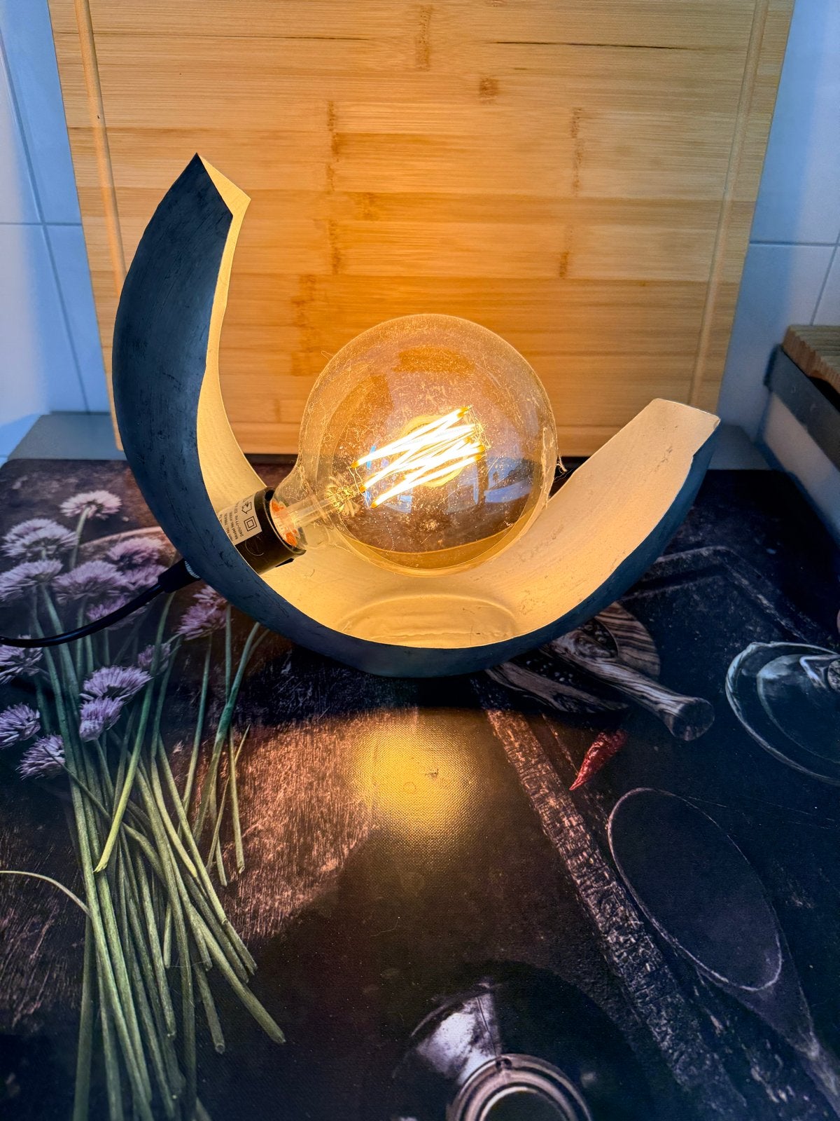 Moderne Tafellamp met Edison LED Lamp - Grijs/Zilver, Huis en Inrichting, Ophalen, E27 (groot), Inclusief lichtbron, Grijs
