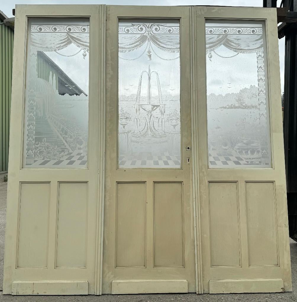 3 delige set geëtste openslaande deuren 220x206cm, Ophalen