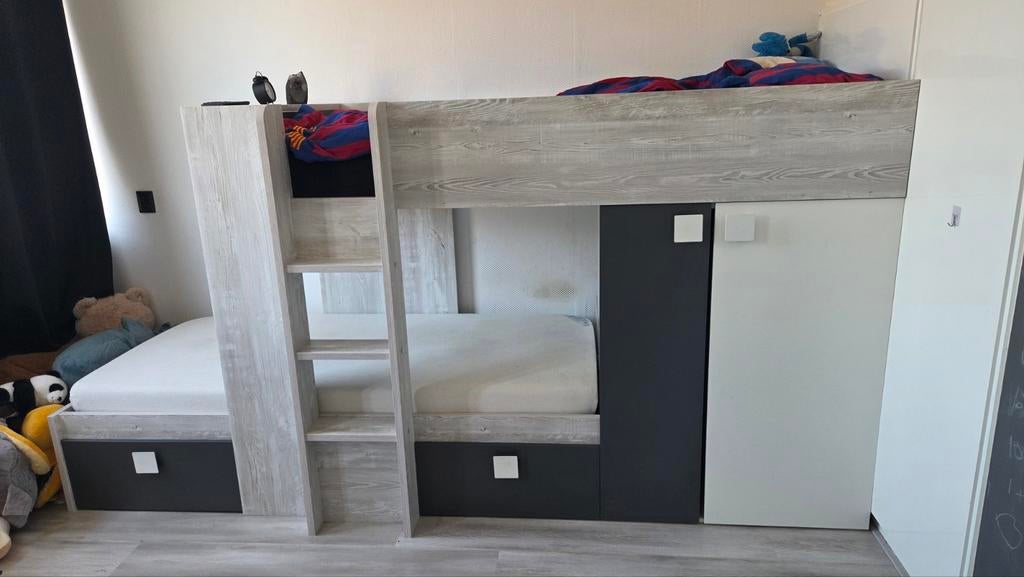 Luxe Stapelbed Maxim met veel opbergruimte en matrassen, Ophalen, 90 cm, Tweepersoons, Zo goed als nieuw