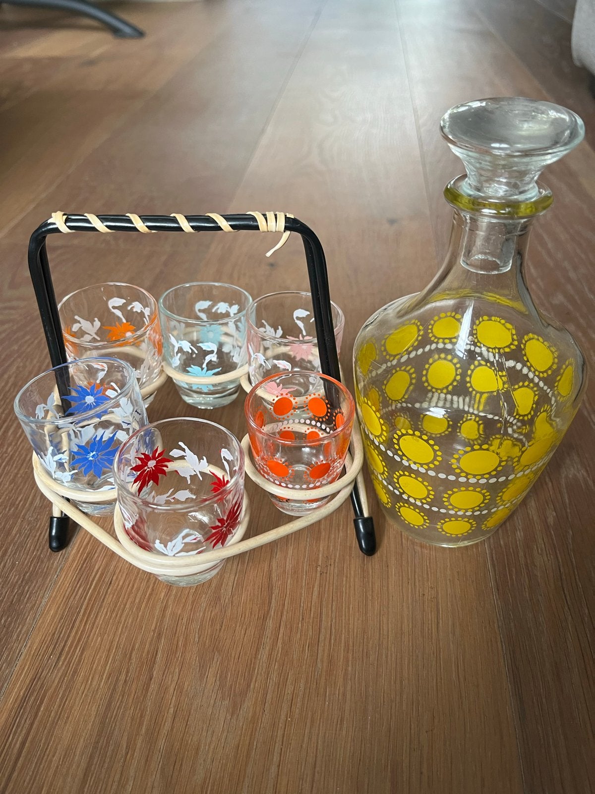 Vintage Karaf met 6 Borrelglaasjes - Jaren '60, Antiek en Kunst, Ophalen of Verzenden