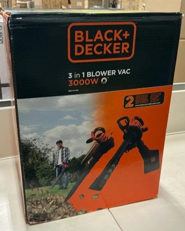Black+Decker Elektrische Bladblazer- zuiger en versnipperaar, Met opvangzak, Nieuw, Ophalen of Verzenden, Elektrisch
