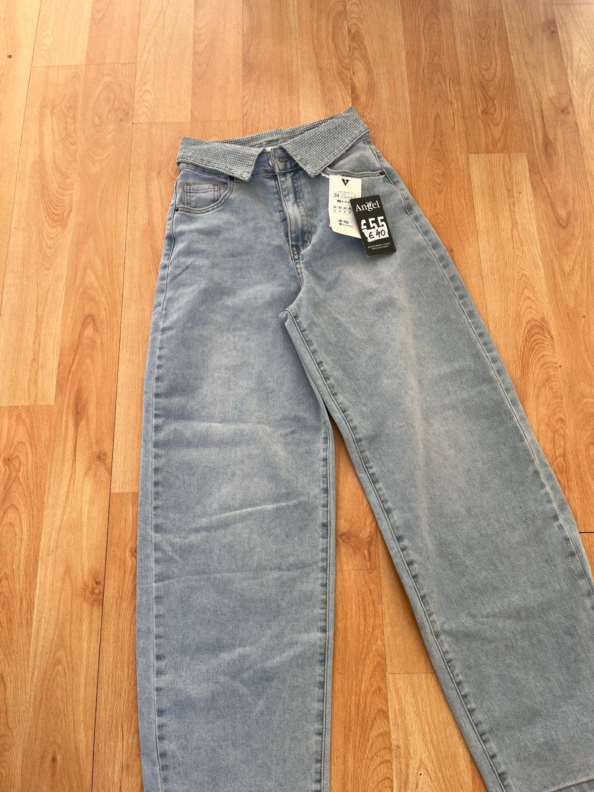 Nieuwe Dames Spijkerbroek Maat 34 met Glinster Steentjes, Ophalen of Verzenden, Nieuw, Blauw, W27 (confectie 34) of kleiner