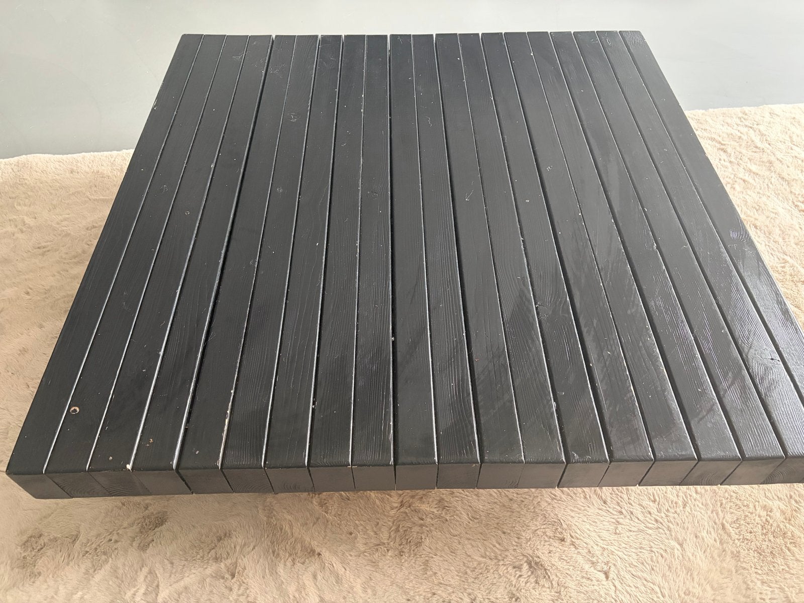 Grote salontafel 120x120 cm op wielen - opknapper, Huis en Inrichting, Tafels | Salontafels, Ophalen, Gebruikt, 100 tot 150 cm