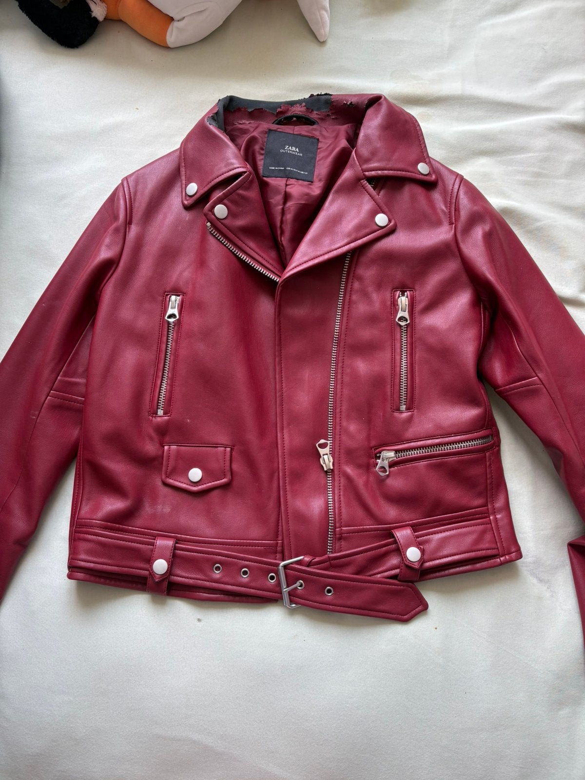 Red leather jacket, Ophalen of Verzenden, Gedragen, Maat 38/40 (M), Rood