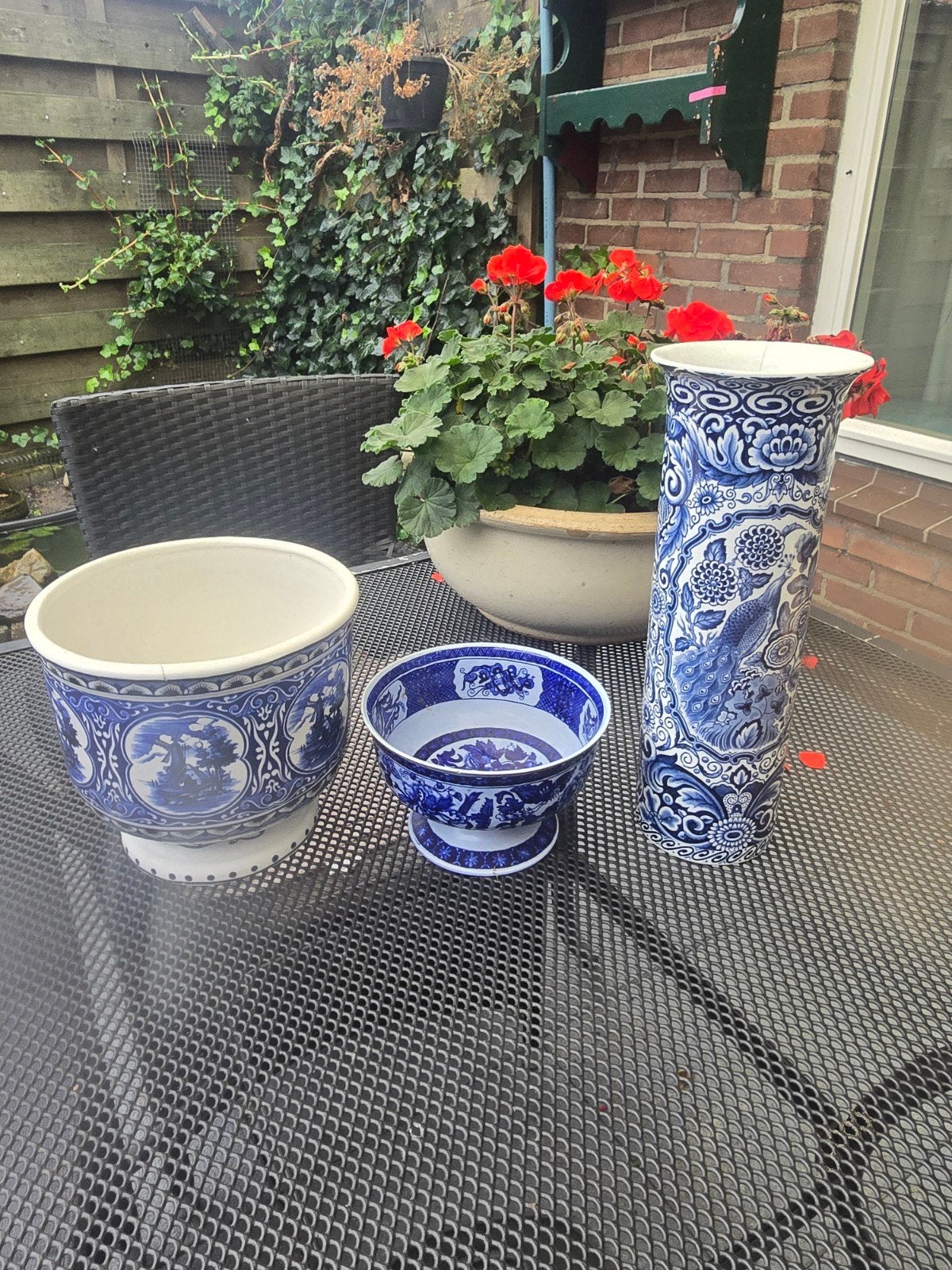 Delftsblauwe stijl potten set, Antiek en Kunst, Ophalen