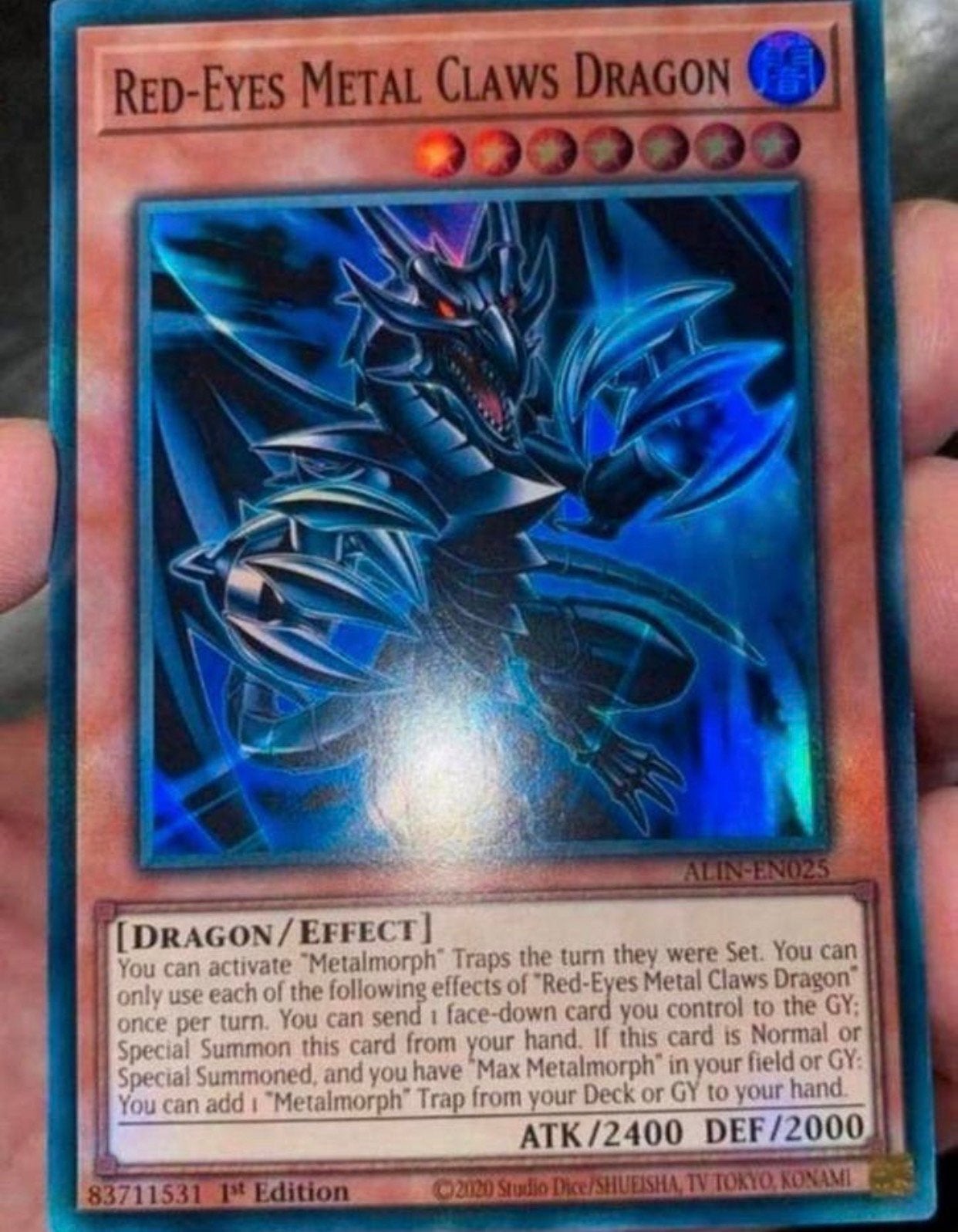 Yu-Gi-Oh! Red-Eyes Metal Claws Dragon ALIN 1st Edition !, Hobby en Vrije tijd, Verzamelkaartspellen | Yu-gi-Oh!, Ophalen of Verzenden