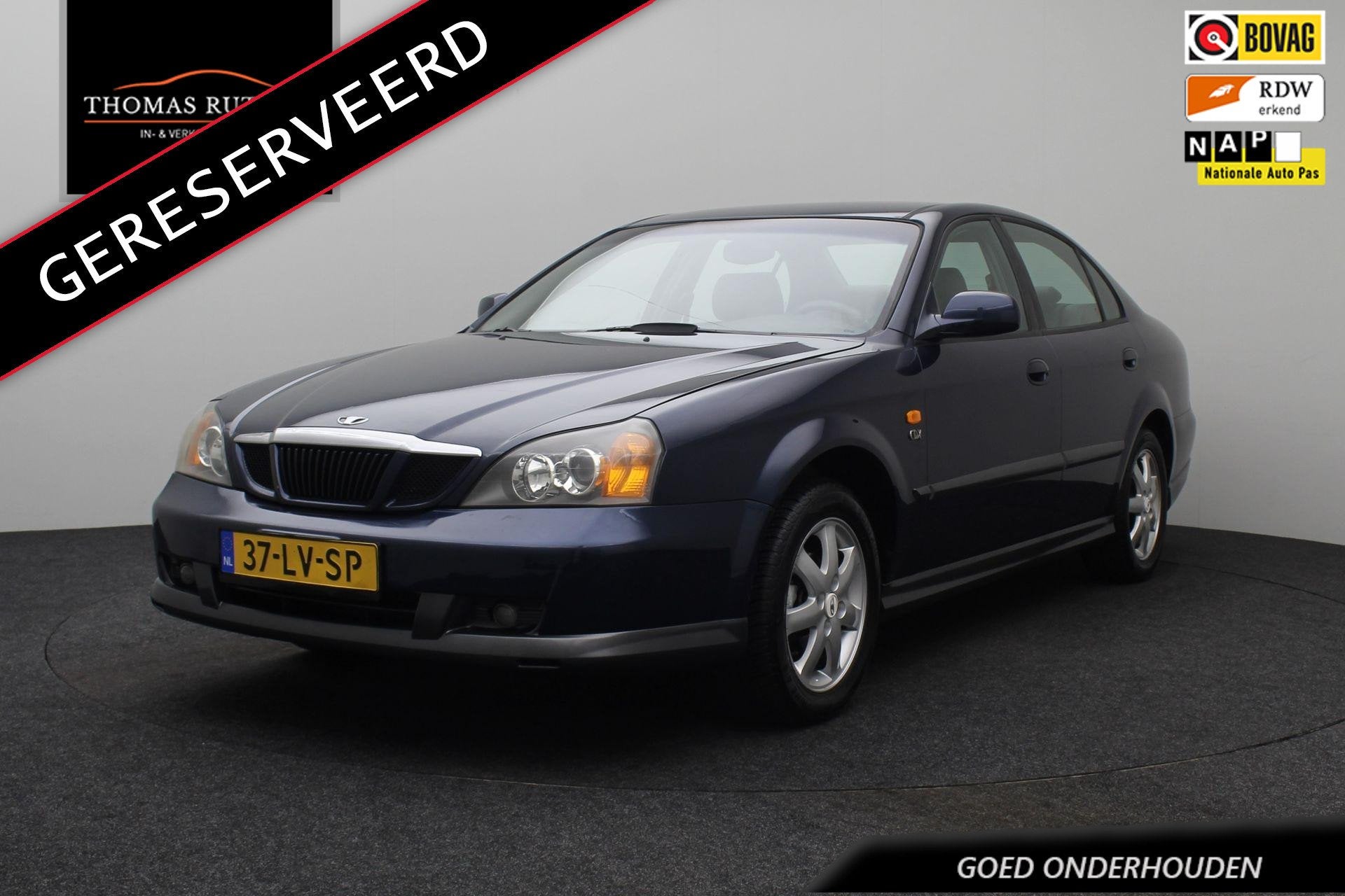 Daewoo Evanda 2.0 CDX 2003 | Trekhaak | Airco | Elektrische, Auto's, Gebruikt, 4 cilinders, 700 kg, Blauw