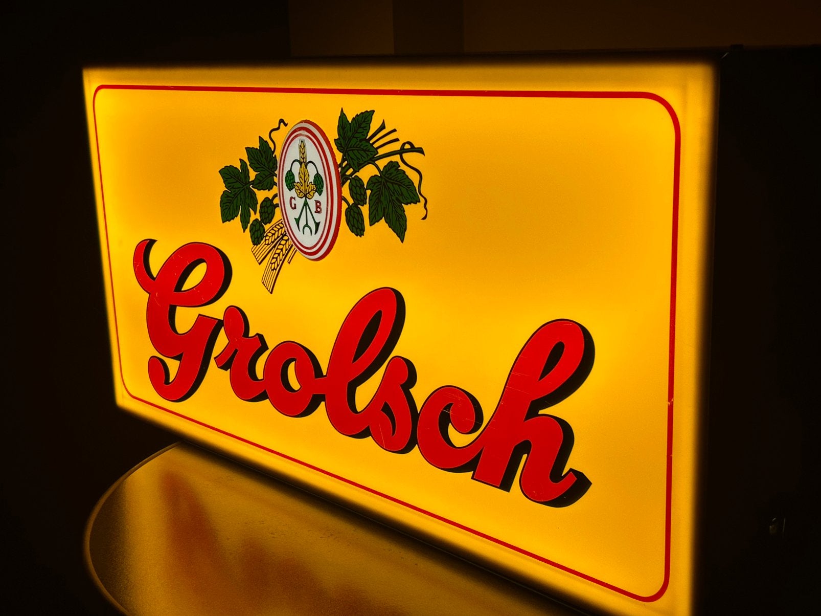 GROLSCH Dubbelzijdige autentieke lichtbak. Uitstekende staat, Verzamelen, Ophalen, Zo goed als nieuw, Reclamebord, Plaat of Schild