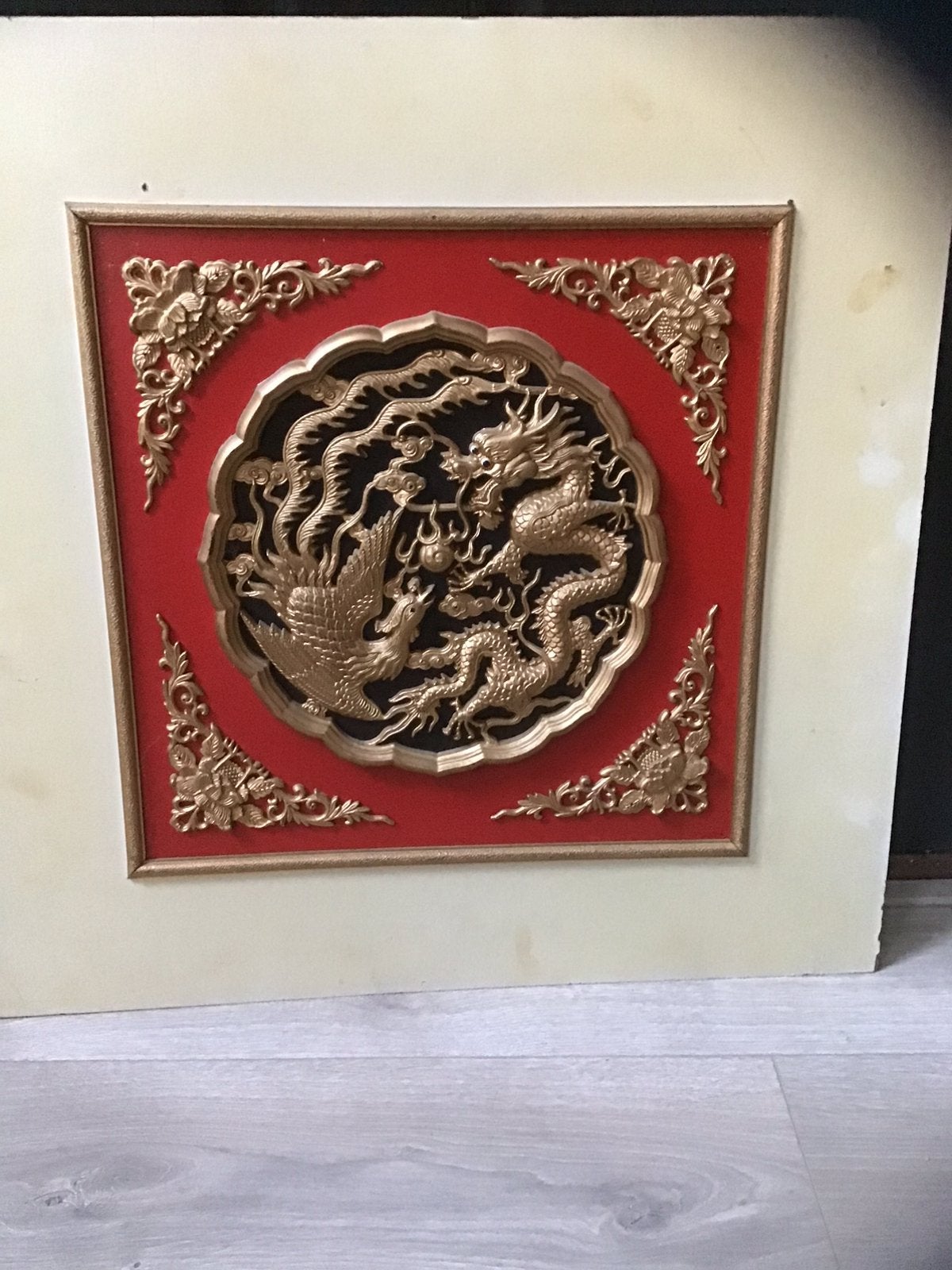 Chinees paneel vintage met draak China, Ophalen of Verzenden