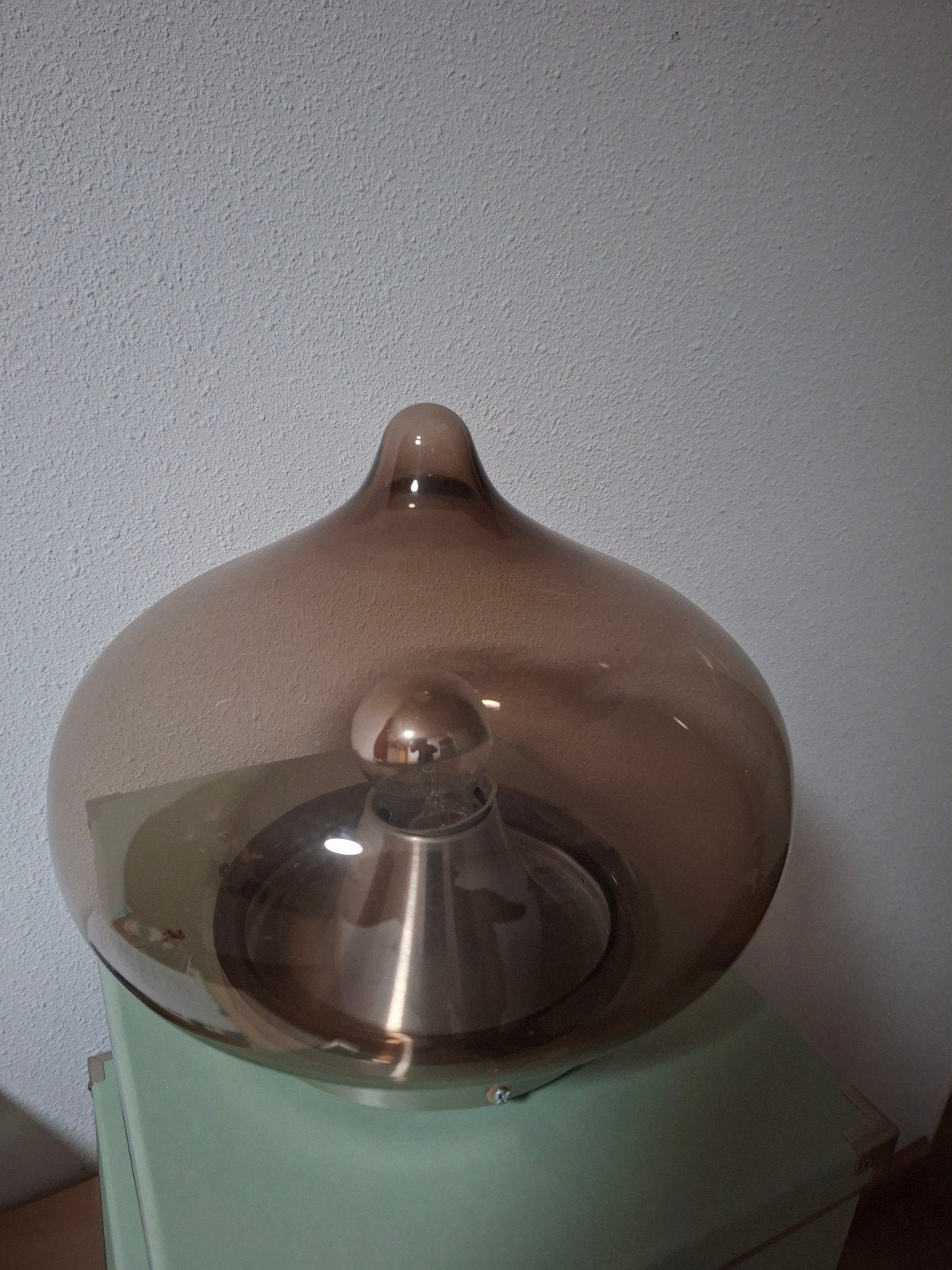 Vintage plafondlamp/ wandlamp met Rookglas Kap - Jaren '70, Ophalen