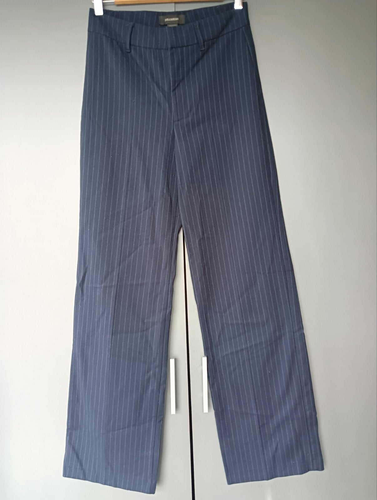 Nette streep pantalon mt S van Pull & Bear, Blauw, Maat 36 (S), Lang, Gedragen