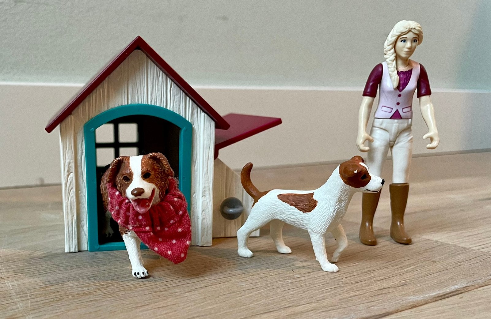 SCHLEICH hondenhok, hond, pup en meisje, Ophalen, Gebruikt