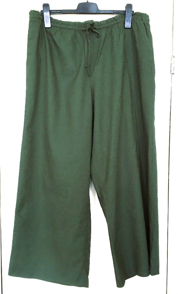 Donkergroene Linnen Broek van H&M, Maat 46/48 (XL) of groter, Ophalen of Verzenden, Zo goed als nieuw, Lang