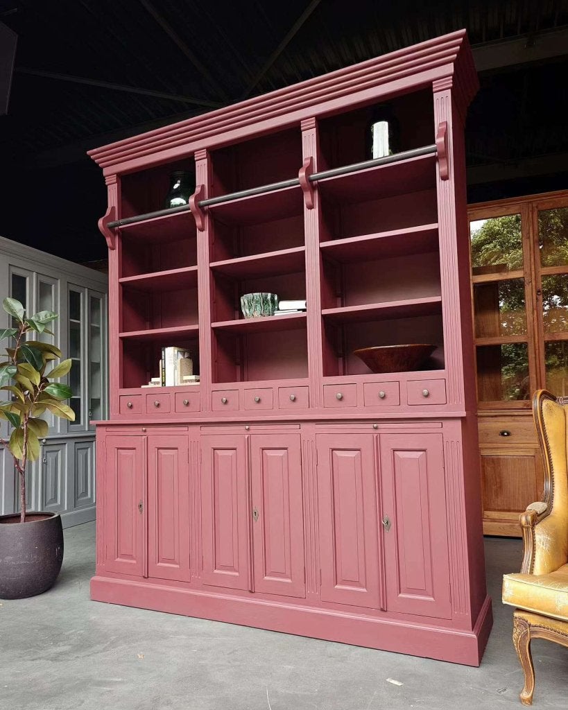Bibliotheekkast | Boekenkast met ladder Paars/roze #2674, Niet ingevuld, Gebruikt, Met deur(en), 200 cm of meer