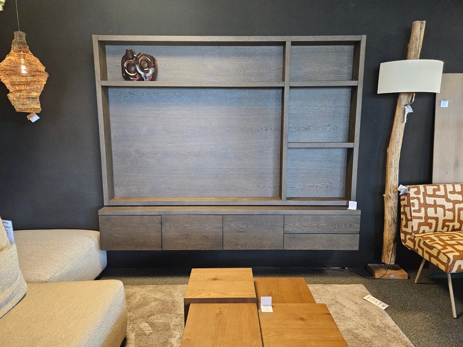 Tv kast wand kast LANHANCE bruin Richmond, Verzenden