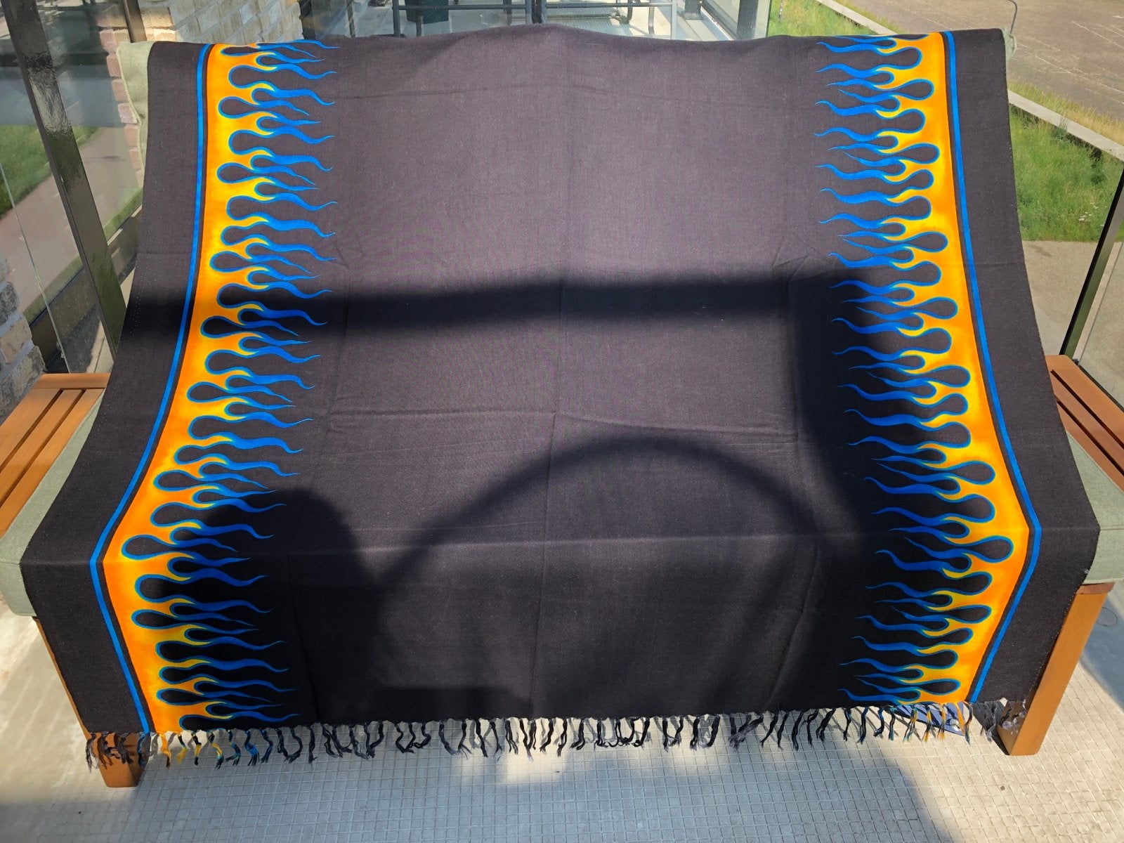Sarong - Doek 160 x  110 - Vlammenprint - Zwart, Geel, Blauw, Ophalen of Verzenden, Nieuw