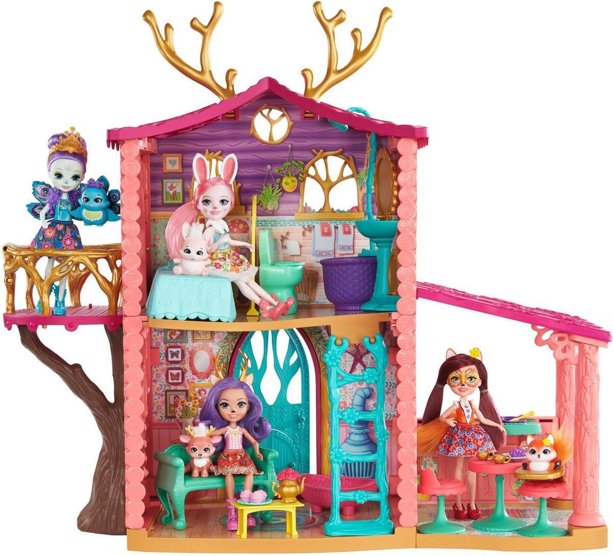 Hertenhuis  Echantimals met 6 poppen, Kinderen en Baby's, Ophalen of Verzenden, Zo goed als nieuw, Poppenhuis