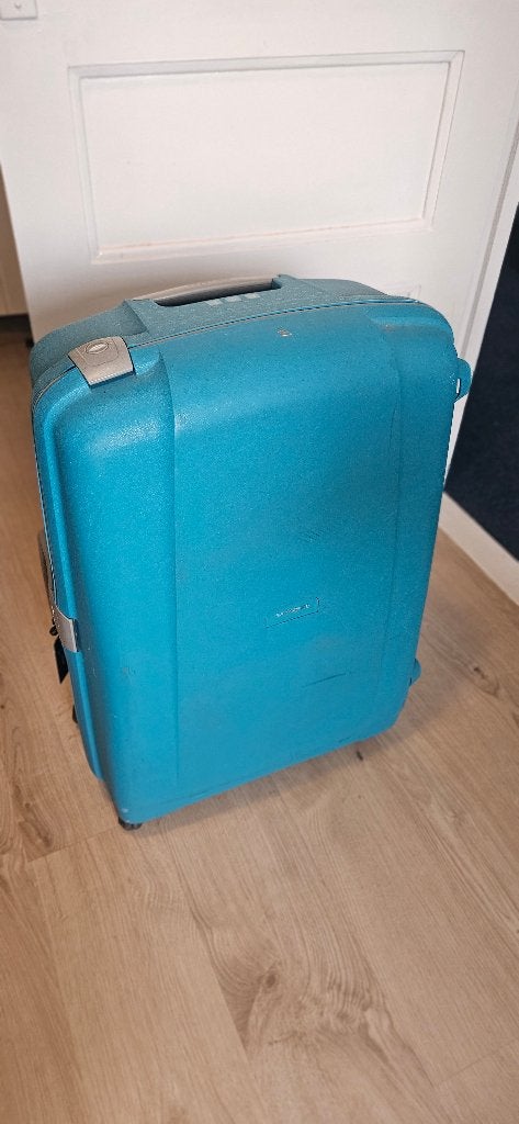 Samsonite S’Cure Spinner 75 – 102 liter – blauw/turquoise, Sieraden, Tassen en Uiterlijk, Koffers, Gebruikt, Hard kunststof, 45 tot 55 cm
