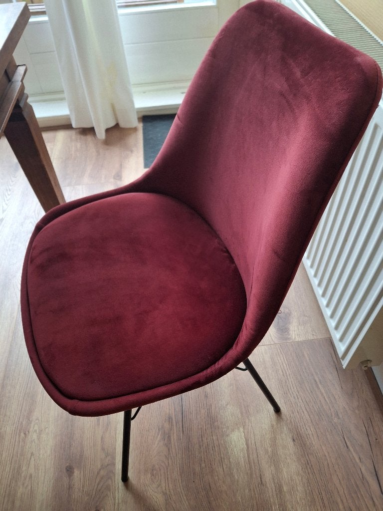 Velours eetkamerstoel bordeauxrood, Ophalen, Gebruikt, Overige materialen, Eén