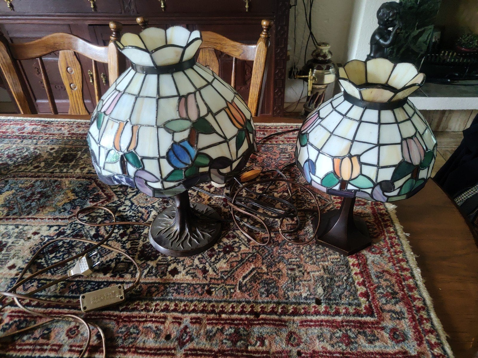 Tafellampen Tiffany & antieke wandlamp. MOET WEG!, Antiek en Kunst, Ophalen of Verzenden