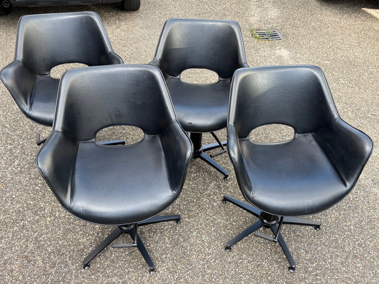 4 x Comfortel Chloe Salonstoel - zwart leer, Huis en Inrichting, Gebruikt, Zwart, Leer, Ophalen of Verzenden