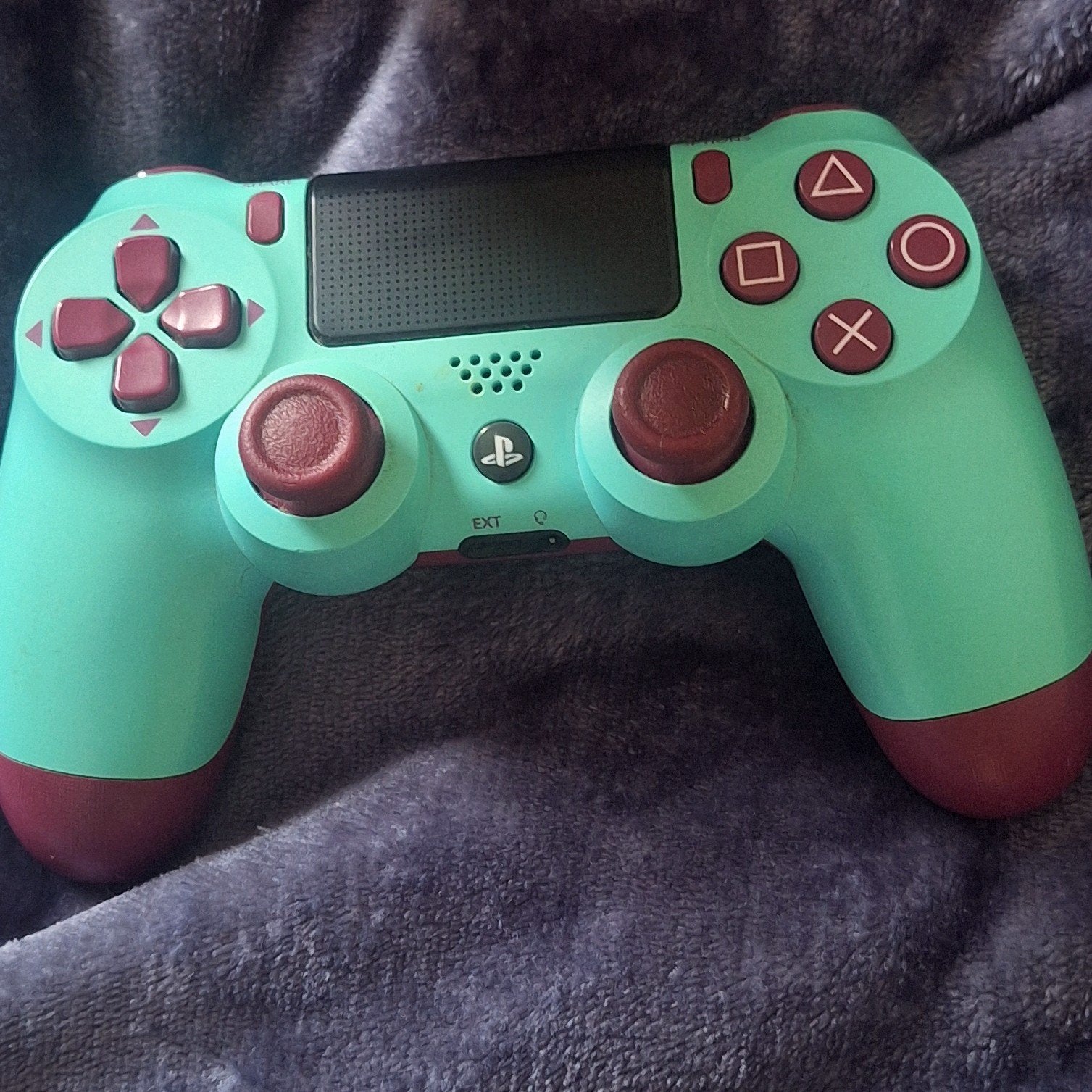 PS4 Controller Rood/Cyaan - Goede Staat, Spelcomputers en Games, Ophalen, Gebruikt, Met 1 controller, Original