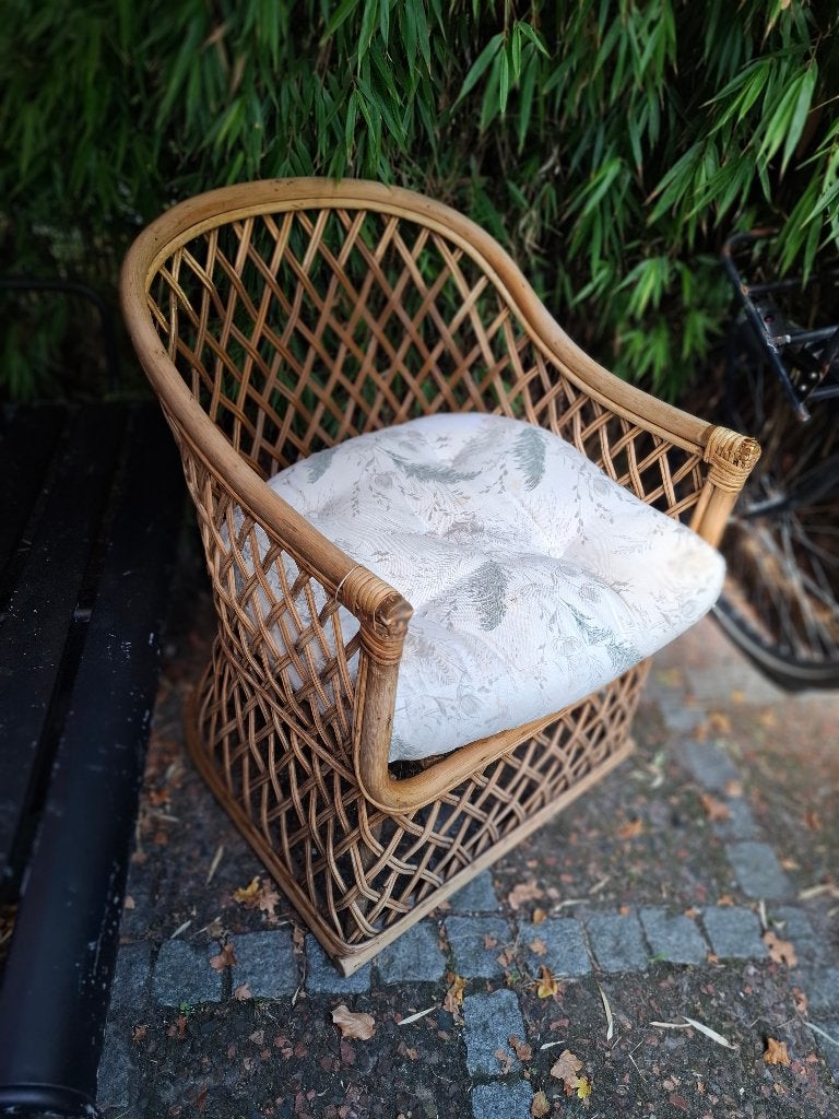 Vintage rattan Rieten stoel riet rotan, Ophalen, Gebruikt, Bruin, Riet of Rotan
