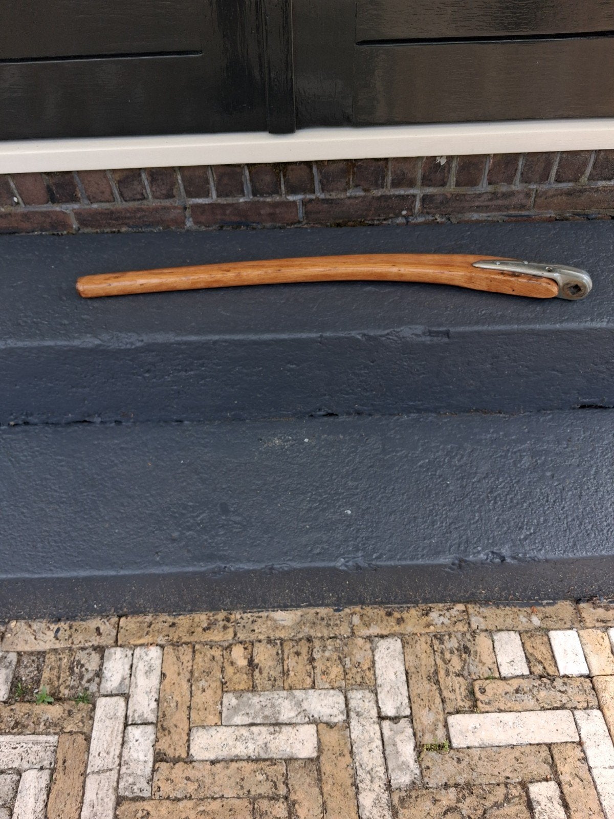 Houten helmstok met metalen beslag, Ophalen of Verzenden, Gebruikt, Overige typen