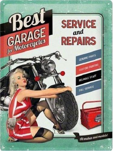 Best Garage for Motorcycles. Metalen wandbord in reliëf ., Huis en Inrichting, Woonaccessoires | Wanddecoraties, 30 cm, Ophalen of Verzenden
