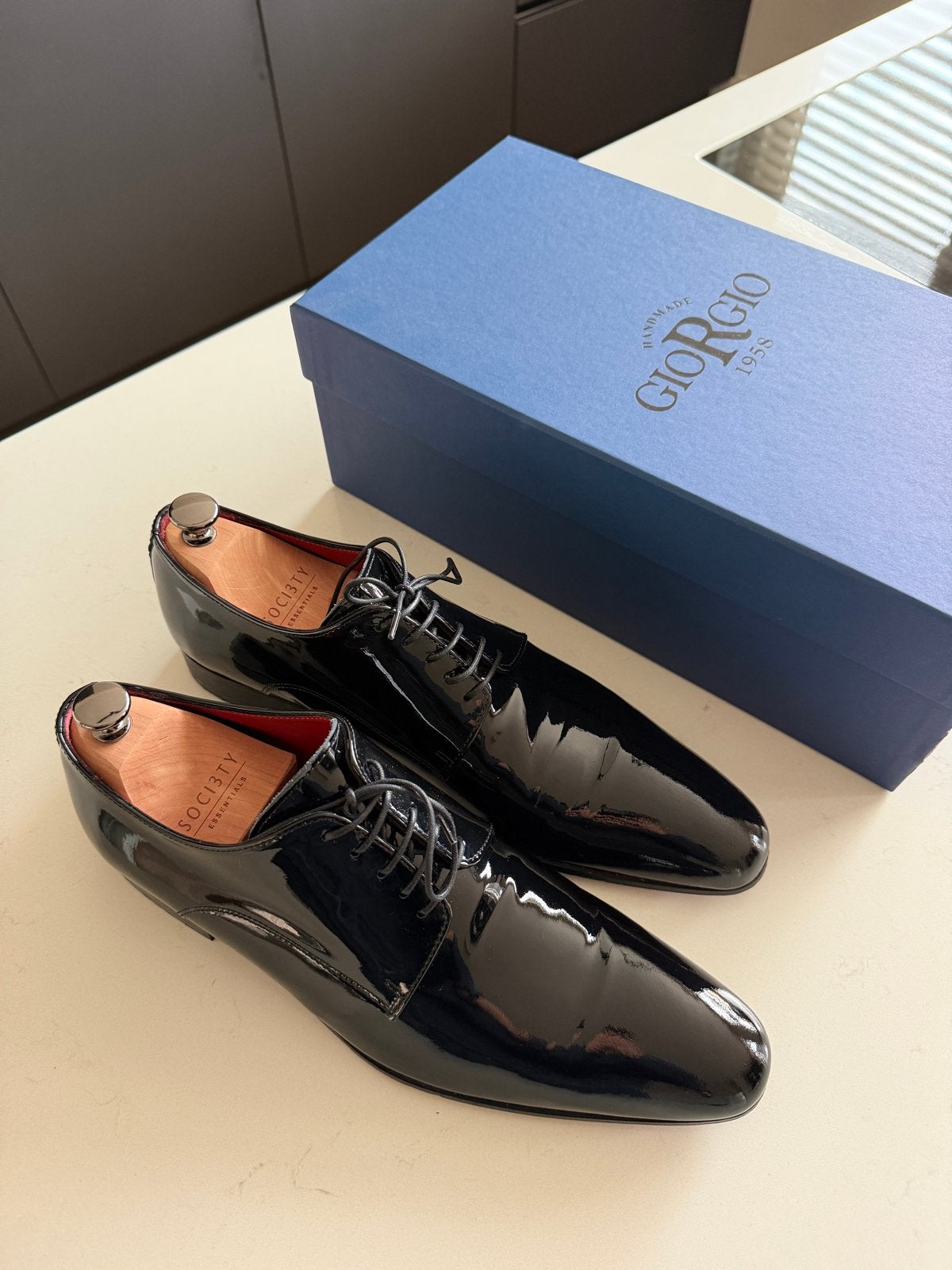 Giorgio Smokingschoenen Lakschoenen Zwart Maat 44, Zwart, Ophalen of Verzenden, Zo goed als nieuw, Veterschoenen