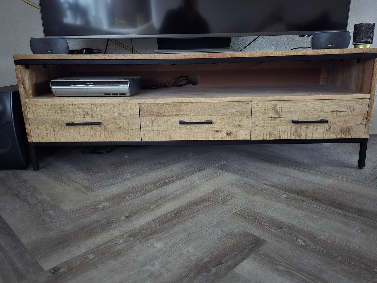 Tv meubel, Huis en Inrichting, Kasten | Televisiemeubels, Ophalen, 100 tot 150 cm, Zo goed als nieuw, Minder dan 100 cm