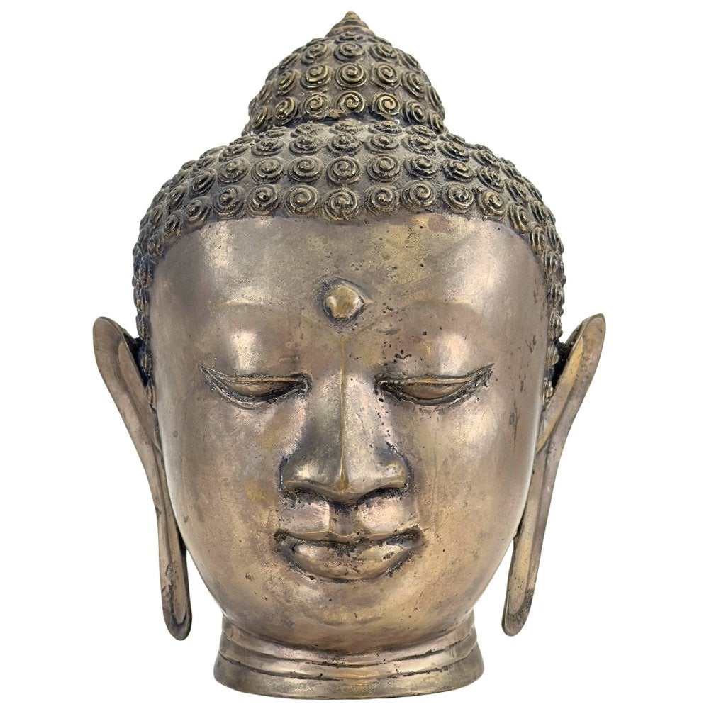 Boeddhahoofd – Thais brons – Sukhothai-stijl, Antiek en Kunst, Overige herkomsten, Ophalen of Verzenden, Beeld, Brons