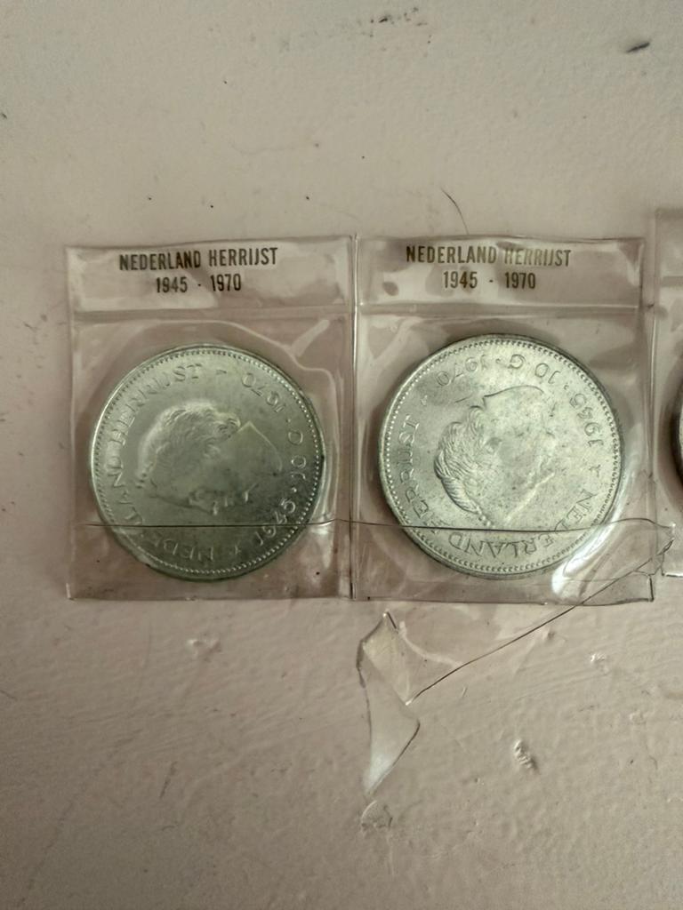 10X Nederland herrijst herdenkinsmunt 10G 1945-1970, Postzegels en Munten, Ophalen, Koningin Juliana, Zilver, Losse munt