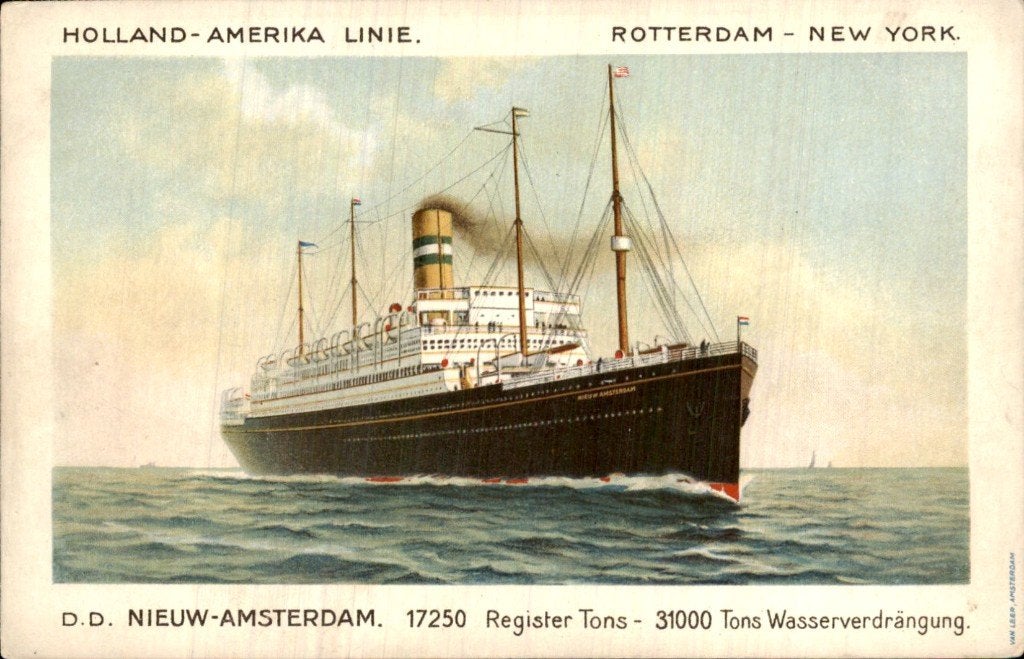 Rotterdam - Nieuw-Amsterdam - Holland-Amerika Lijn, Ophalen of Verzenden, Voor 1920, Ongelopen, Zuid-Holland