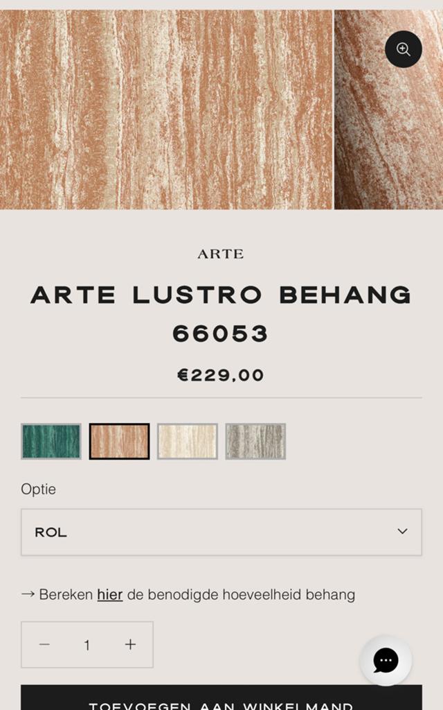 Arte Lustro behang 66053, Ophalen of Verzenden, Minder dan 10 m²