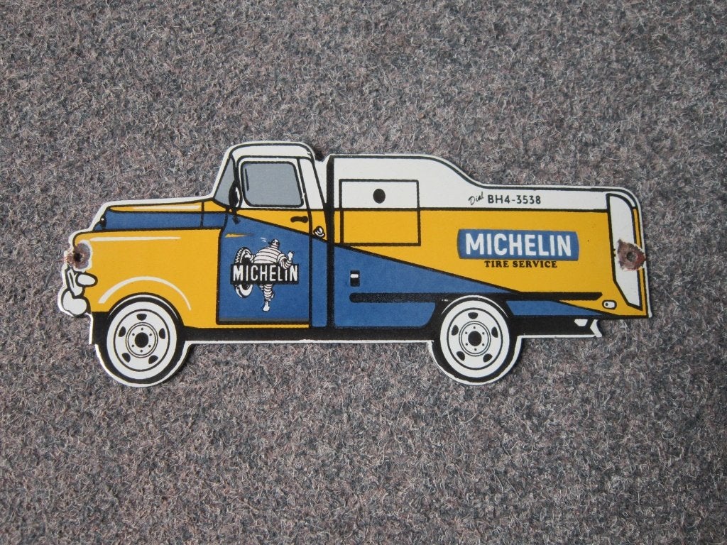 MICHELIN EMAILLE RECLAMEBORD, Ophalen, Gebruikt, Reclamebord
