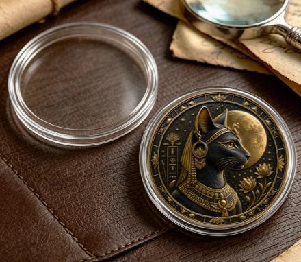 Egyptische Kat  zwarte Bastet metalen  Herdenkingsmunt, Verzenden, Buitenland, Munten