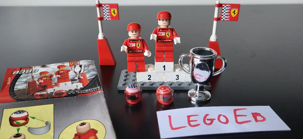 Lego 8389 - M. Schumacher & R. Barrichello - Ferrari, Lego, Ophalen of Verzenden, Complete set, Compleet