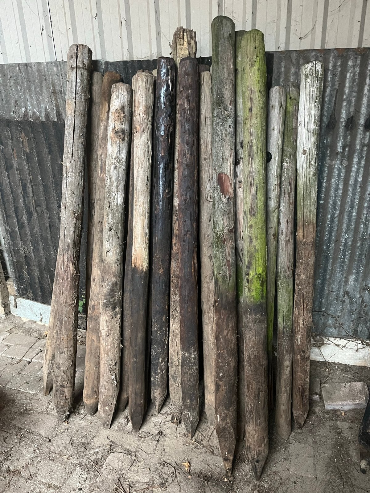 25 x Weidepalen, 1.60m lang, Ø 7-9cm, Tuin en Terras, Ophalen, Gebruikt, Minder dan 180 cm, Palen