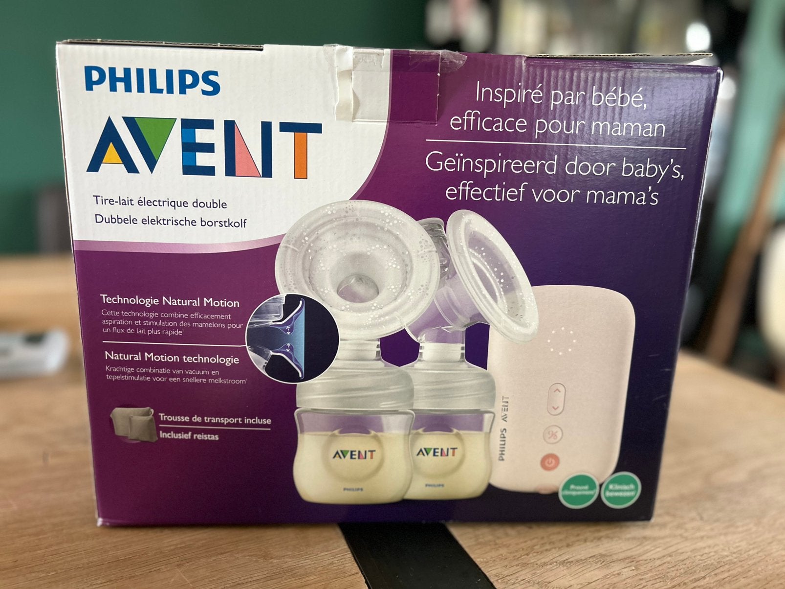 Philips Avent dubbele elektrische borstkolf, Borstkolf, Zo goed als nieuw, Inclusief tas, Philips Avent