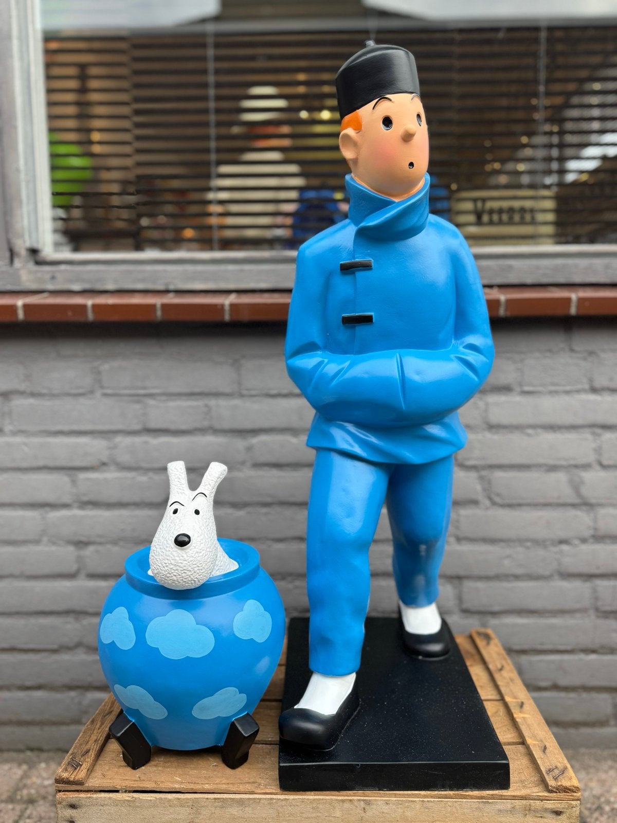 Kuifje en Bobbie beeld - Blauwe Lotus - Groot formaat, Verzamelen, Ophalen, Zo goed als nieuw