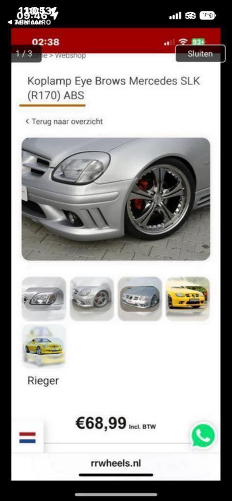 Mercedes SLK R170 Koplamp Spoilers Booskijkers Zilver, Ophalen of Verzenden, Gebruikt, Mercedes-Benz