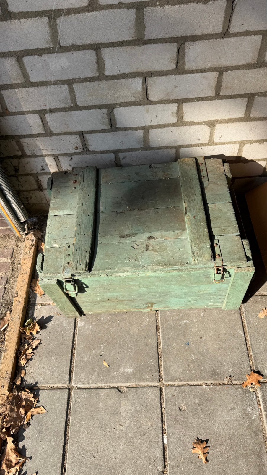 houten groene vintage kist, Ophalen, Zo goed als nieuw, 50 tot 100 cm, Minder dan 50 cm