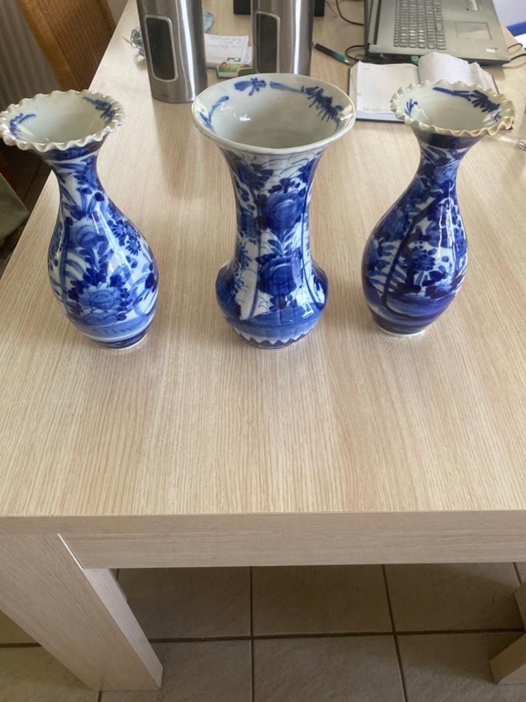 Set van 3 Delfts Blauwe Vazen - Handgeschilderd, Ophalen