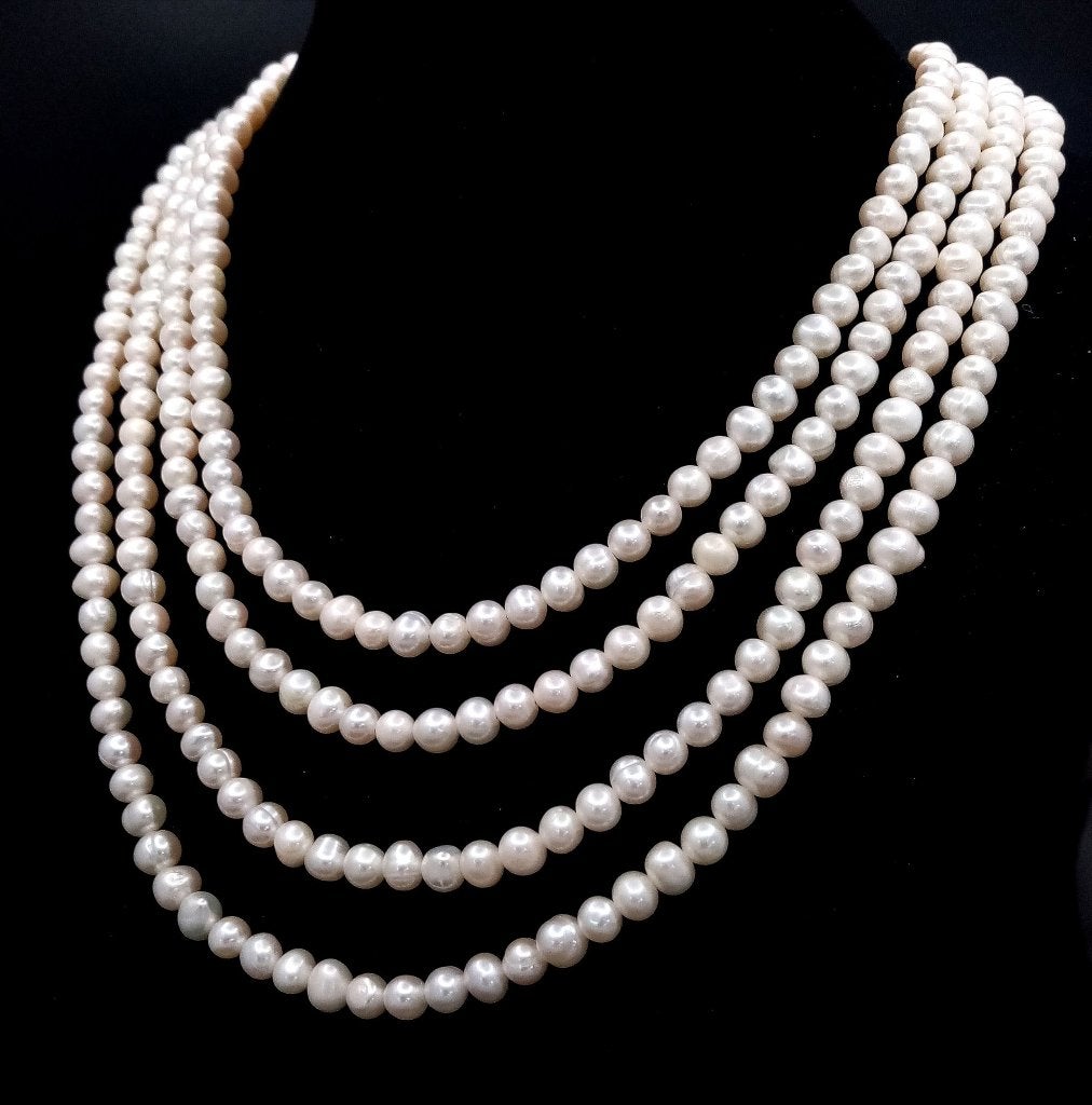 Extra lange zoetwater parelketting 239 cm, Ophalen of Verzenden, Zo goed als nieuw, Wit, Overige materialen