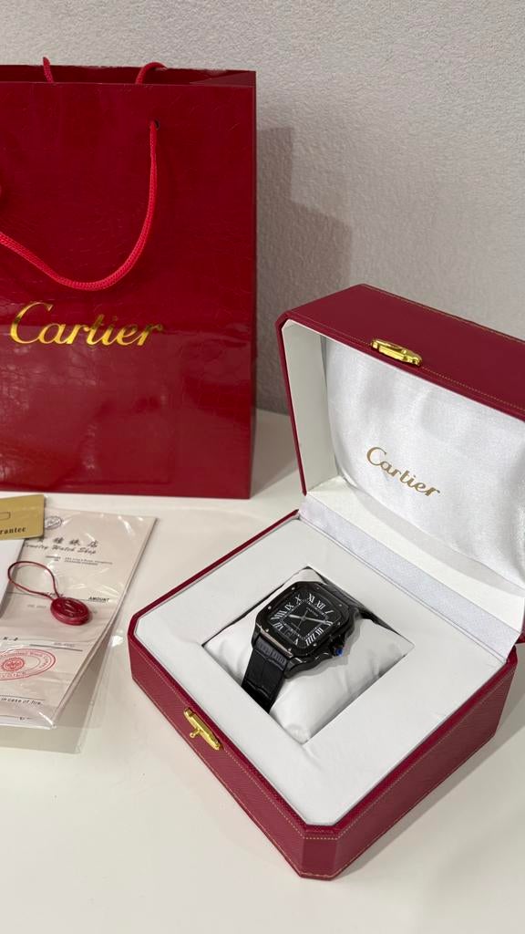 Cartier Santos de Cartier Black LM Horloge, Ophalen of Verzenden, Nieuw