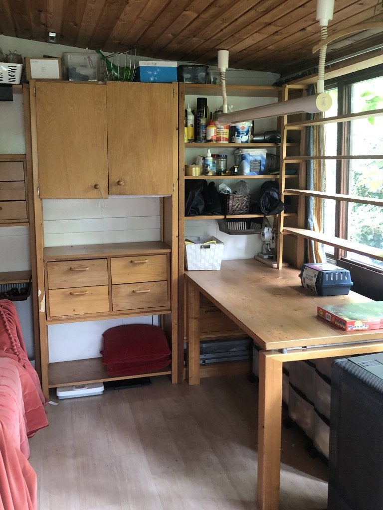 Lundia stellingkast met tafel, Huis en Inrichting, Ophalen, Gebruikt, 50 tot 75 cm, Met deur(en)